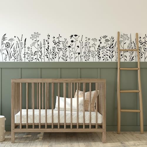 6 Pack 14'' Wildflower Wall Stencil, Reusable Flowers Stencils for Painting Large Pattern on Walls, Wood, Fabric, Furniture, Modular Floral Botanical Stencil Kit