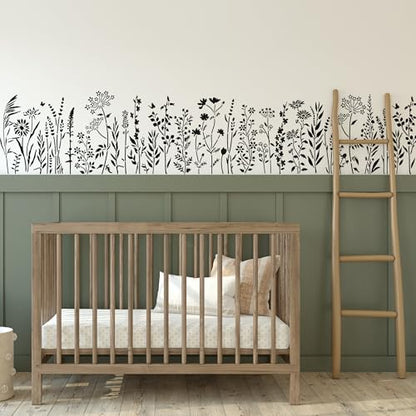 6 Pack 14'' Wildflower Wall Stencil, Reusable Flowers Stencils for Painting Large Pattern on Walls, Wood, Fabric, Furniture, Modular Floral Botanical Stencil Kit