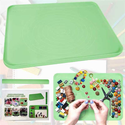 Silicone Art Mat for Crafts, Large 24x19.5 Inch Silicone Painting Mat & Craft Mat with Raised Edges for Artists, Jewelry Making, Playdough, Activities,Green - color: Green