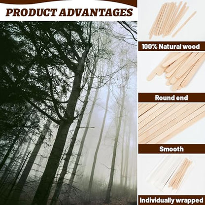 ANTETOK 100Pcs Wooden Coffee Stirrers Paper Wrapped 4.3Inch,Individually Wrapped Disposable Coffee Stir Sticks for Coffee,Tea,Cocktail and Hot Chocolate - size: 4.3Inch-100pcs(Wrapped)