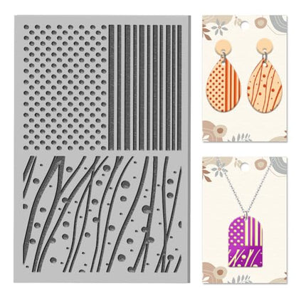 CHGCRAFT Dots Vertical Lines Clay Texture Mat Polymer Clay Molds DIY Clay Texture Tools for Clay Pottery Earring Jewelry Making Stamp Engraving Machines, Mixed Shapes, 3.9x2.6inch - style: Dots