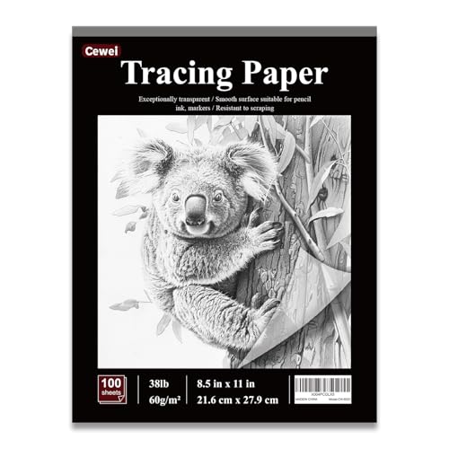 Tracing Paper for Drawing, 8.5”x11 Trace Paper, 100 Sheets (38 lb/ 60 GSM) Translucent Vellum Paper, Tracing Paper Pad for Sketching, Drawing, Overlaying Images, Vellum Art Papers.