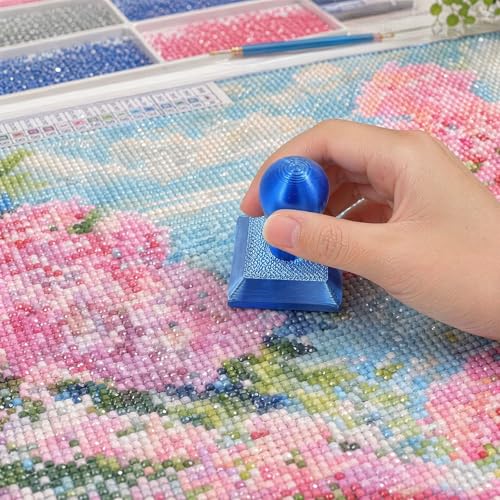 Diamond Art Painting Embossing Roller 3D Printing Diamond Art Painting Seal Press Diamond Art Painting Roller Tool Set for Multi-Color Square & Circular Drills (Royal Blue) - color: Royal Blue