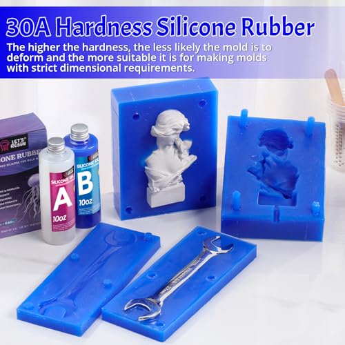 LET'S RESIN Silicone Molds Making Kit 30A, Blue Silicon for Making 2 Part Molds, Liquid Silicone Rubber Mixing Ratio 1:1 - Ideal for Resin Molds, 3D Molds DIY Making (20.8oz) - size: Small