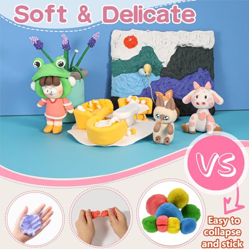 EDIFON Air Dry Clay Kit, 36 Colors Modeling Clay with Tools, Ultra Light, Safe and Non-Toxic, Ideal Gift for Kids (36 Colors+ Tools) - color: 36