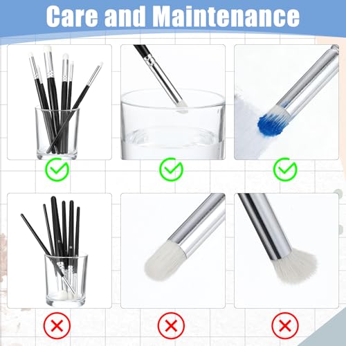 Miniature Dry Brush Set for Precise Detailing, 6 Sizes Professional Model Painting Brush Hobby Detail Paint Tools with Soft Bristles for Hobbyists, Miniatures, Acrylic, Oil, Watercolour