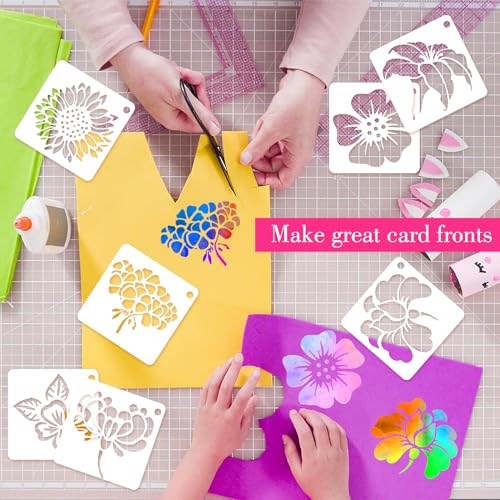 Ymapinc 20 Pcs 2.95 Inch Flower Stencils for Crafts, Rock Painting, Home Decor