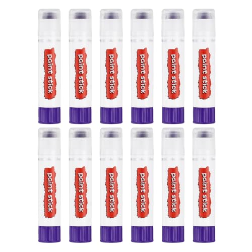 PATIKIL Tempera Paint Sticks, 12 Pcs Solid Tempera Paints Sticks Washable Bulk Markers Pen Quick Drying for Artists Beginners Art Supplies, Purple - color: Puple