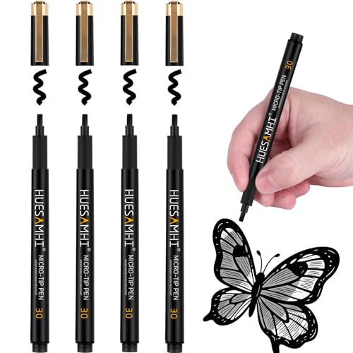 30 micro fineliner pens, no bleed waterproof pens drawing sketch art, archival ink artist set outline gift - color: black-30