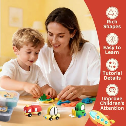 Both idea Air Dry Clay Kit, Car Theme | 12 Packs, Non-Toxic Kids Gift | School & Party: Perfect for classroom art activities, birthday party favors, creative family DIY, and holiday celebrations. - style: Tiny Drivers