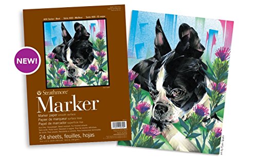 Strathmore 400 Series Glue Bound Marker Paper Pad, 9 X 12 inches, 50.5 lb., White, 24 Sheets (497-9) - size: 9x12 in (24 Sheets, Pack of 1)