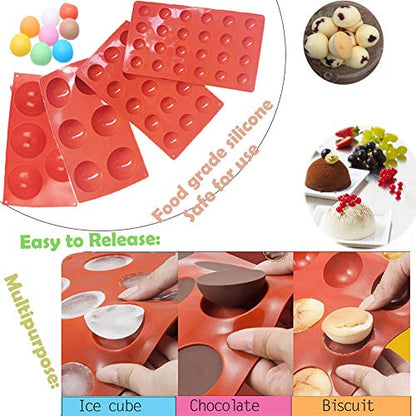 Semicircle Silicone Mold,Shxmlf Half Sphere Chocolate, Candy Gummy Dome Molds Teacake Bakeware Set for Cake Decoration Mousse Jelly Bombe Cupcake Baking Mould (5PACK) - size: 5PACK