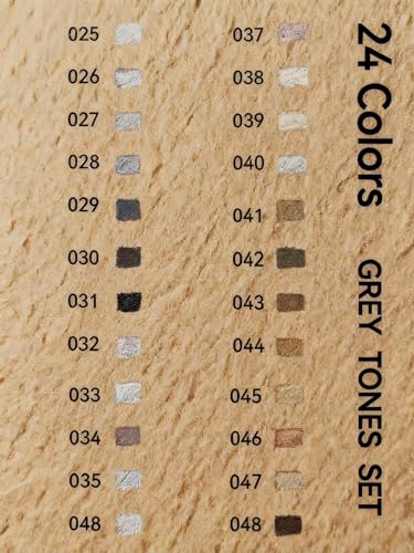 Soft Pastel Pencils 24 Colors Grey Tone Drawing Pencil Set Professional Grade Pastels Art Supplies for Drawing Sketching Coloring(Not Oil-Based) (Grey) - color: Grey