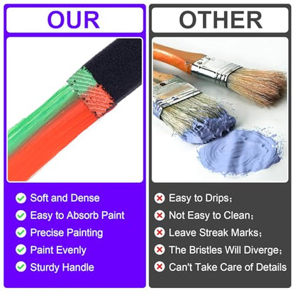 HINZIC 4 Pcs 4 Sizes Foam Paint Brushes Wood Handle Foam Brushes for Staining Varnishes, and DIY Large Area Crafting(1", 2", 3", 4") - size: 4pcs 1", 2", 3", 4"