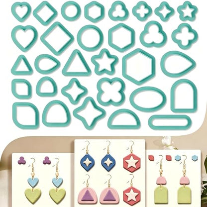 31Pcs Basic Polymer Clay Cutters Geometric Clay Earrings Cutters Polymer Jewelry Cutter for Earrings Making Party Festival DIY Supplies - color: Basic