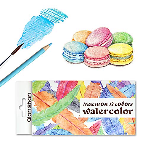 qianshan 12 Macaron Colors watercolor pencils - Water Soluble Pre-sharpened Wooden Colored Pencil Set for Adults Coloring Books Drawing Sketching Art Supplies, No Duplicates - color: 12 macaron pencils