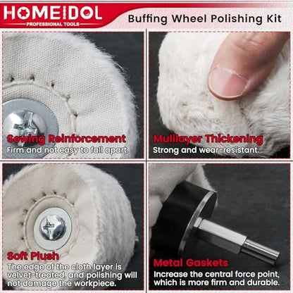 Polishing Wheel Kit 13pcs Buffing Wheels Cotton Abrasive Polishing Kit for Rotary Tools, Buffing Pads for Drill for Metal, Aluminum Wheel Polishing Kit for Chrome Wood Plastic Ceramic Glass - style: Style 1