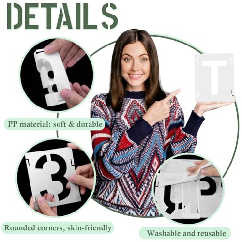 4 Inch 42 Pcs Reusable Letter Number Symbol Stencils, Plastic Painting Templates for Wood Wall Fabric Rock Chalkboard Signage School Door Porch DIY Art Craft Decoration Projects - size: 4 inch（White）