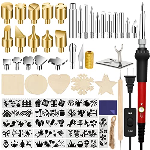 Wood Burning Kit for Beginners, 73PCS Professional Wood Burning Pen and Accessories Wooden Kits Embossing Carving and Wood Burning - color: Red, size: 73Pcs