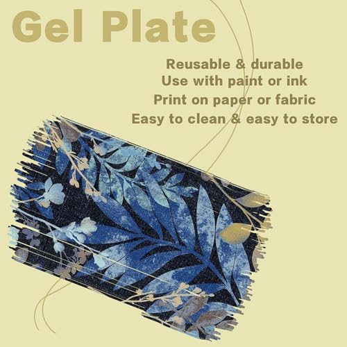 BuzzBright Gel Printing Plate kit, Complete Printmaking Set with 8”X10” Gelatin Plate, Brayer, Printmaking Paper, Acrylic Paint and Essential Tools for Mixed Media Art, Monoprinting, Card Making