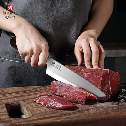 imarku Chef Knife 8-Inch Pro Japanese Kitchen Knife High-Carbon Stainless Steel Paring Knife Ergonomic Handle Rasor Sharp Single-Bevel Edge Gift for Men - color: Classic Black