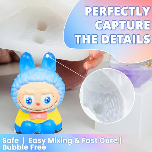 KHKD RESIN 0A Silicone Mold Making Kit 18oz, Platinum Cure 4H Cure | Translucent Non-Toxic Liquid Mold Silicone Rubber, Super Elastic for 3D, resin, and silicone molds 1:1 Mixing Ratio - size: 18 OZ
