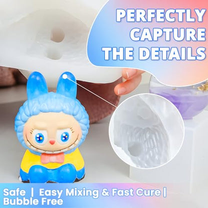 KHKD RESIN 0A Silicone Mold Making Kit 18oz, Platinum Cure 4H Cure | Translucent Non-Toxic Liquid Mold Silicone Rubber, Super Elastic for 3D, resin, and silicone molds 1:1 Mixing Ratio - size: 18 OZ