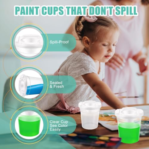 10 Packs No Spill Paint Cups for Kids, Small Plastic Paint Containers with Lids, Spill-Proof for Painting, School, Classroom, Art Crafts Supplies - size: 10 Packs
