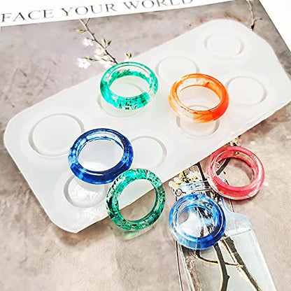 3Pcs Different Shapes Silicone Resin Ring Mold, SENHAI 8 Sizes Ring Jewelry Resin Casting Mold, for DIY Rings, Earrings, Necklace Pendants, Keyrings, Crafts, Decorations Making