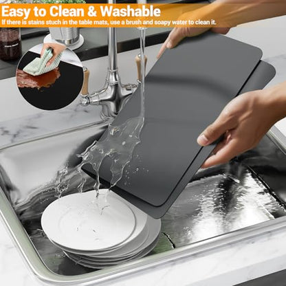 2-Pack Extra Thick Silicone Counter Mats - 24”x16” Large Heat Resistant Kitchen Countertop Protector, Non-Slip Hot Pad Trivet for Air Fryer, Hot Pots & Pans, Coffee Maker(Grey) - color: Gray