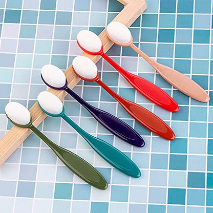 Yoseng 6 Pcs Craft Ink Blending Brushes,Color Coded Handles | Oval Brush Head,Soft Pure White Bristles,Color-coded Handles, Easy Ink Blending,Stenciling,Scrapbooking,Artists & Crafters - color: Dark Color 6pcs