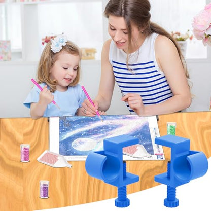 GFYYBKJ Diamond Painting Canvas Table Clamp Set, Diamond Painting Canvas Roll Holder, Diamond Craft Accessories for Adults, Gift for DIY Diamond-Painters(Blue) - color: Blue