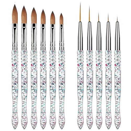 11Pcs Nail Art Brush Set, Acrylic Nail Brushes & Fine Detail Liner Brushes, Professional Nail Art Tools for Gel Polish, Acrylic Nails, French Manicure, Intricate Designs & Salon DIY Manicure - color: 11Pcs Art Brushes