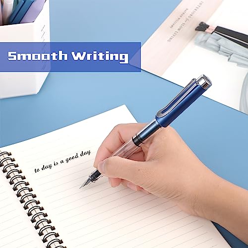 Bewudy 4 Pcs Refillable Fountain Pen Transparent Caligraphy Pens for Writing Upgrated Fine Nib Piston Filling Fountain Pen