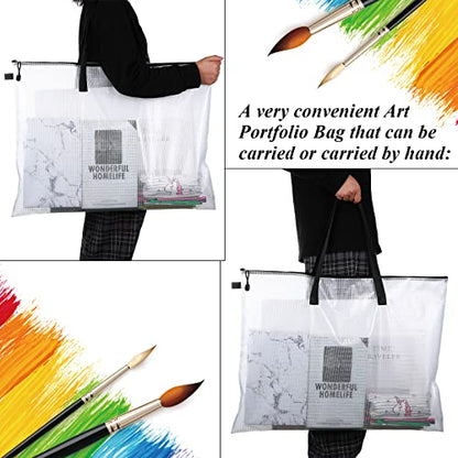 Frienda 10 Pieces Art Portfolios Bags Waterproof Portfolios Posters Storage Supply Bags with Zipper and Handle for Art Artworks, Bulletin Boards, Charts and Teaching for Back to School (19x25 Inches) - size: 19 x 25 Inches