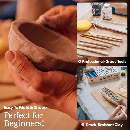 Sculpd - The Original Pottery Kit for Adults - Air Dry Clay for Adults, Tools, Varnish, Paints, Brushes, Couples Date Night Arts & Crafts Set, Gloss Varnish - style: Gloss Varnish