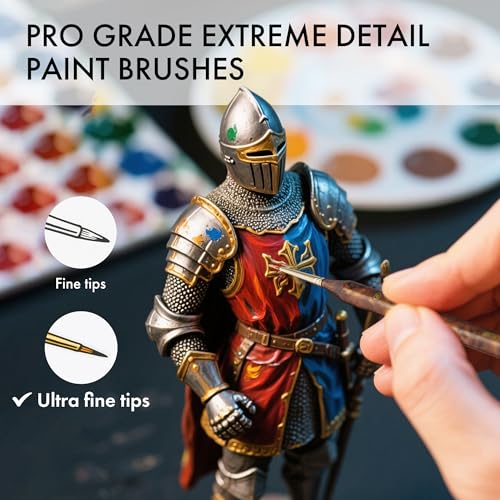 Artify Extreme Detail Paint Brushes Set, 10pcs Multi-Shape Fine Detail Brushes with Portable Bag, Ultra Fine Paint Brush Set for Miniature & Illustration Painting - style: 10Pcs-Handbag