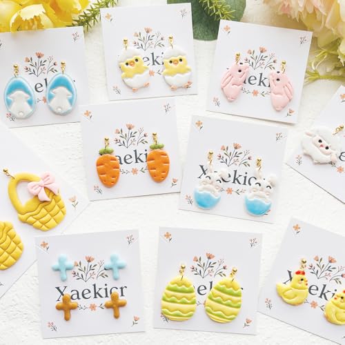 Easter Polymer Clay Cutters Set - 13pcs Sharp & Durable Bunny, Chick, Egg & Basket Shapes for DIY Earring Jewelry Making, Soft Clay Crafts & Spring Holiday Supplies - color: 2S color