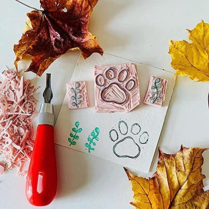 Linoleum Cutter Set, 2 Sets Craft Lino Cutters with 6 Assorted Blades for Lino Cutting and Crafting, Carvings, DIY Craft
