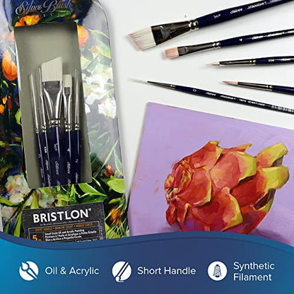 Silver Brush Limited Bristlon Small Scale Oil & Acrylic 5pc Set, 1905S - color: Detail Set, size: 5 count