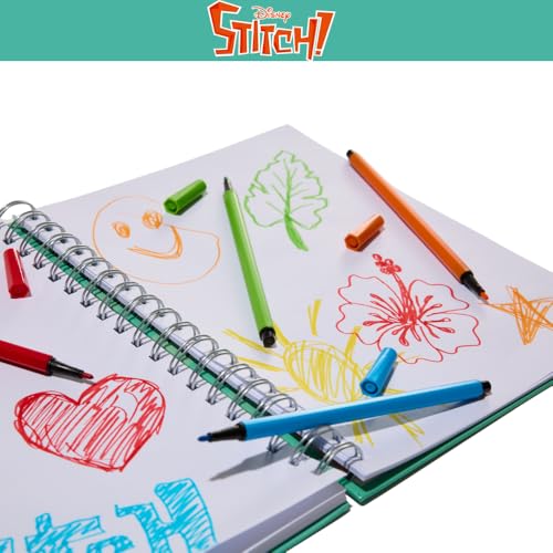 Disney Stitch Sketchbook for Kids with Washable Markers, 86 Blank Pages Spiral Bound, Turquoise - color: Stitch- Turquoise
