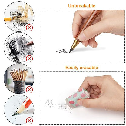 HOTUT Inkless Pencil - 4pcs Everlasting Wooden Infinity Pencil, Wood-Cased Graphite Reusable for Writing Drawing, Students Home Office School Supplies - color: 4pcs-Wooden