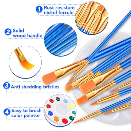 AROIC Paint Brushes Palette Set,24 Pack/240Pcs Acrylic Paint Brushes and 24 Palettes, Professional Artist Brushes, Finger and Face Painting Oil Painting Watercolor Kid's and Adult Painting Art Set. - size: 240 Brushes 24 Palettes