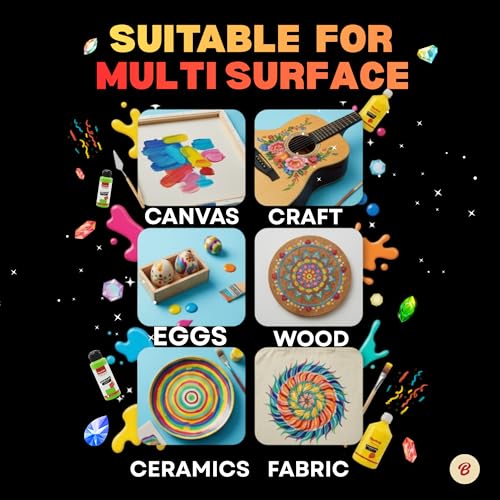 8 Colors Acrylic Paint Set, Acrylic Paint with 6 Brushes, 4oz/120ml Bottles, Paint for Artists, Beginners and Kids on Canvas Rocks Wood Ceramic Fabric