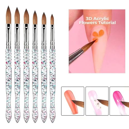 Acrylic Nail Brush Set, 6PCS Professional Nail Art Brushes for Acrylic Powder Application & 3D Nail Carving, Premium Nail Brushes Kit for DIY Home Salon Tools - color: 6PCS Acrylic Brushes