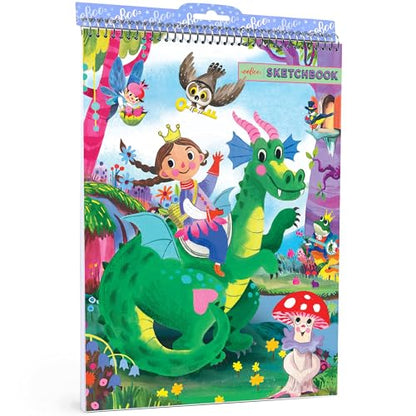 eeBoo: Fairytale Dragon Spiral Bound Blank Sketchbook - 60 Pages, 140 GSM/95 LB Paper, 8.5x11, Eco-Friendly, Kids Art Supplies - style: Fairytale Dragon