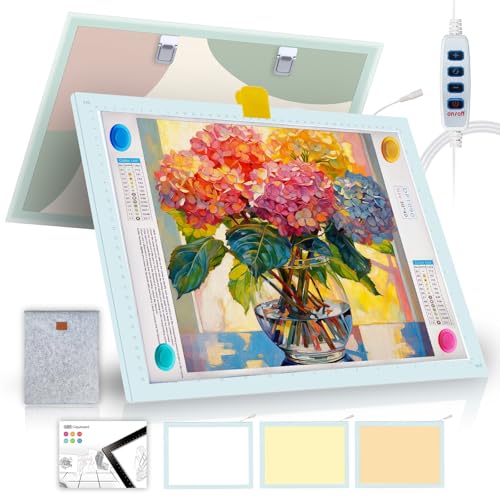 A3 Artist Tracing Light Box/Copy Board with 10-Level Dimming Switch, Art Craft Light Pad Suitable for Tattoo Drawing, Sketching, and Animation, 3 Color Light Modes Super Bright for Diamond Painting - size: 16.6"L x 12.6"W x 0.3"H