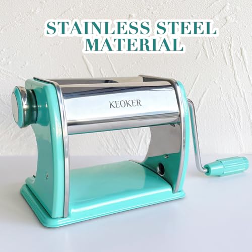 KEOKER Clay Press Machine, Polymer Clay Press Machine for Making Clay Earrings, Polymer Clay Roller Machine, 7 Thickness Stainless Steel Polymer Clay Pasta Machine, Polymer Clay Tools - color: Lake blue