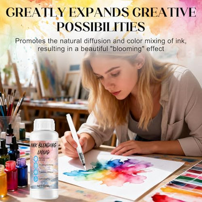 JAOJAO Alcohol Ink Blending Solution, 100ml Ink Medium Liquid, Water Pen | Control Diffusion, Enhance Gloss, Save Ink, Enrich Visual Layers, for Art Painting, Resin, Fluid Art Supplies