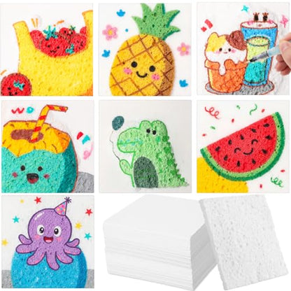 Dunzoom 100 Pcs Square Magic Puffy Paint Paper 3.35 * 3.35 in Magic Foam Texture Painting Kit Foam Texture Paper 3D Drawing Sponge Canvas DIY Art and Craft Supplies Kids - size: 3.35 x 3.35 in, style: Square